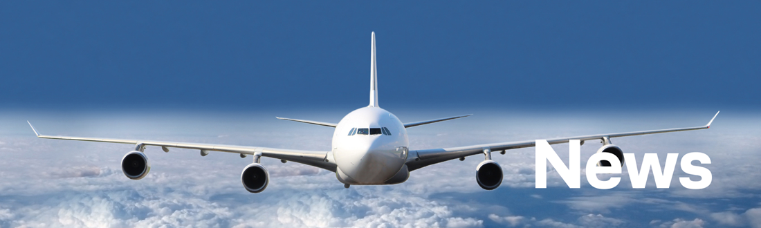 Flugzeug von vorne, Schrift News