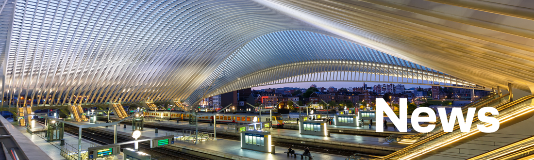 Ein moderner Bahnhof, eine Schrift News