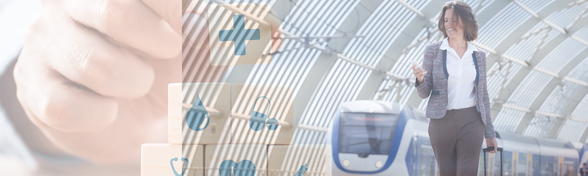 Geschäftsreisende und Symbol für Geschäftsreise-Versicherung